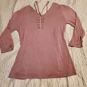 Xl RED by BKE Mauve lace up bust 3/4 sleeve